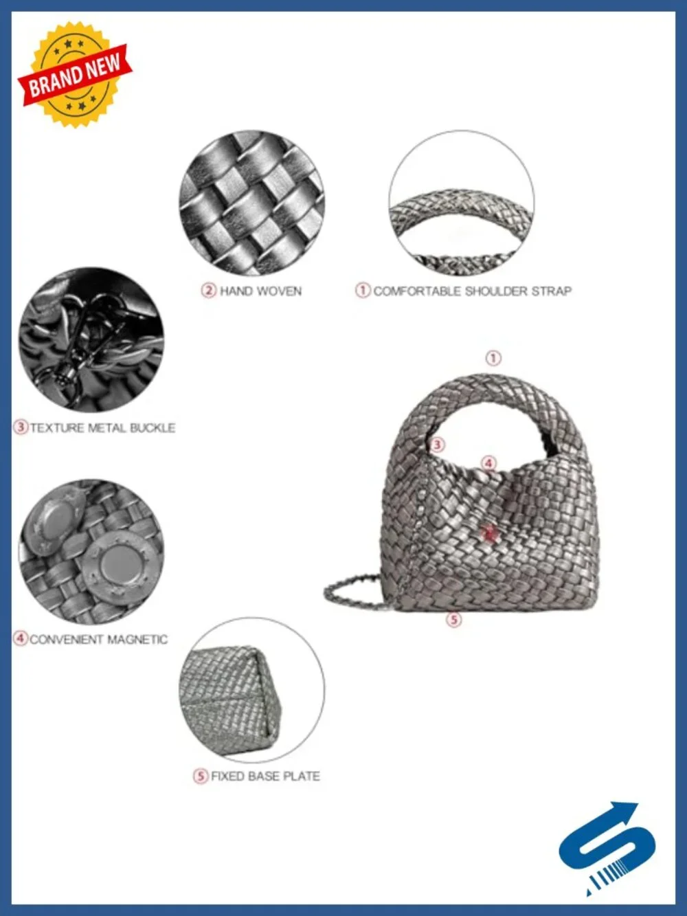 Faux Leather Woven Tote Crossbody Shoulder Bucket Handbag